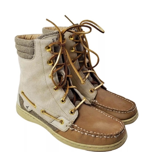 Sperry Top-Sider Women's Hikerfish Boot Brown Beige Shimmer - Size 8 - Picture 1 of 9